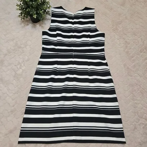 Ann Taylor Factory Petite Black & White Striped Sleeveless Dress, Size 12P - Picture 6 of 8